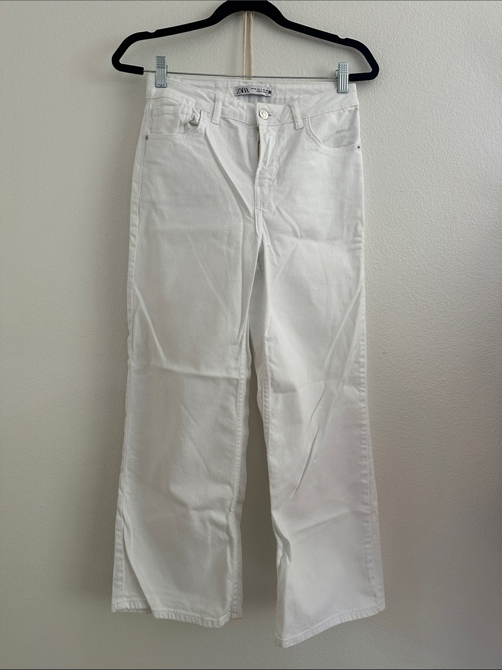 ZARA White Flare Wide-Leg Jeans